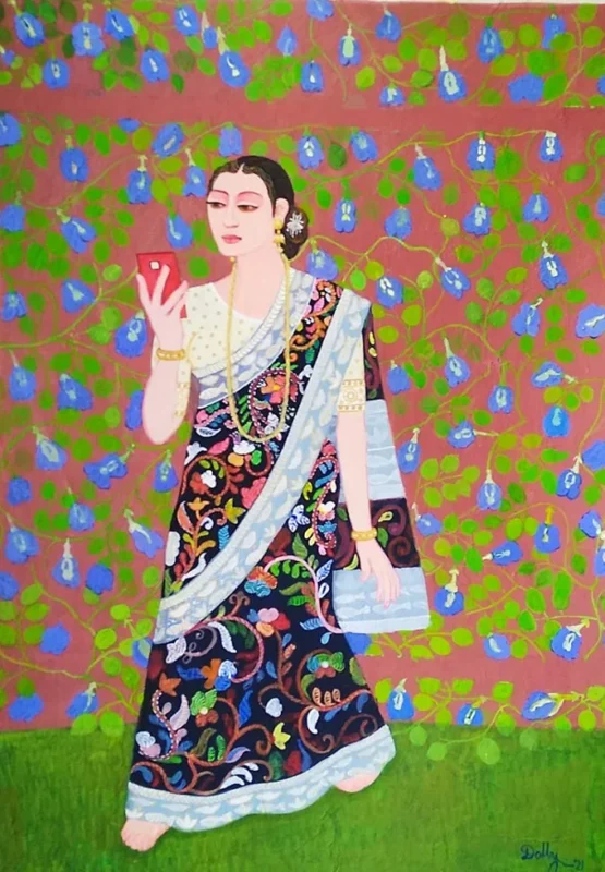 Standing Lady with Mobile