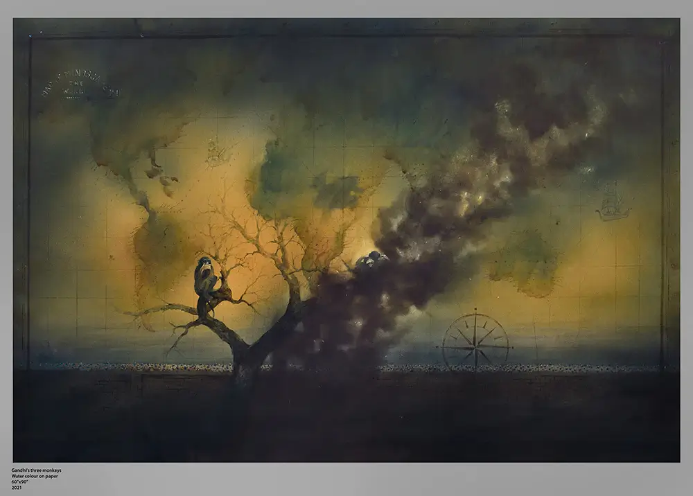 Gandhi's three monkeys